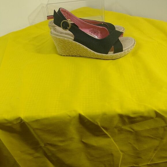 CROCS A-Leigh Black Slingback Espadrille Platform Wedge Sandals Women’s SZ 7. - Picture 11 of 11